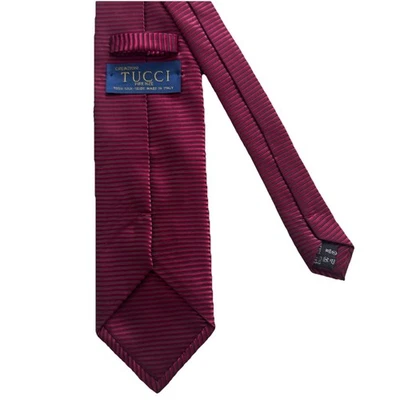 Creazioni Tucci Fire Nze Red Horizontal Stripe 100% Silk Italy Mens Red Tie 3.5" - Image 1 of 4