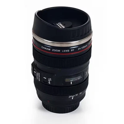 12 Oz. Black Stainless Steel Camera Lens Coffee Mug - Image 1 of 4