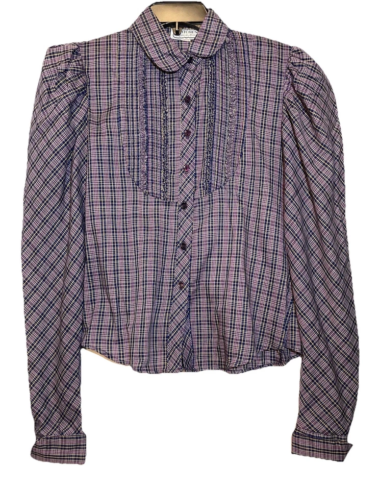 Top vintage Stitches by Marjorie de Martino Praire talla 11 cuadros cottagecore Foto 1 de 4