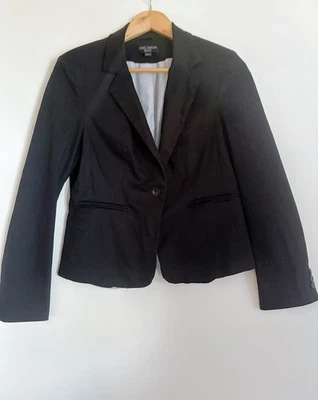 Just Jeans Blazer Jacket Size 12 Lined Cotton Pinstripe Business Work Black - image 1 of 4