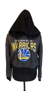 NBA Golden State Warriors Gray & Black Cropped Hoodie Women’s Size Large - Picture 1 of 5