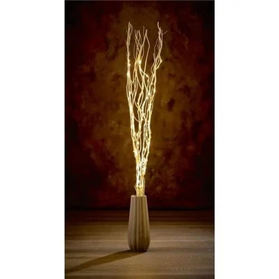 PREMIER DECORATIONS White Twig with 80 Warm White Leds Mains Operated Lights - 1.2m