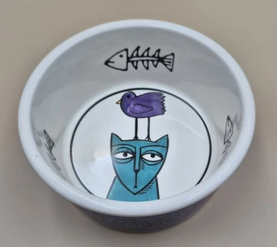 Bufón por Ursula Dodge gres pintado a mano gato cuenco artículos para el hogar exclusivos  Foto 1 de 4