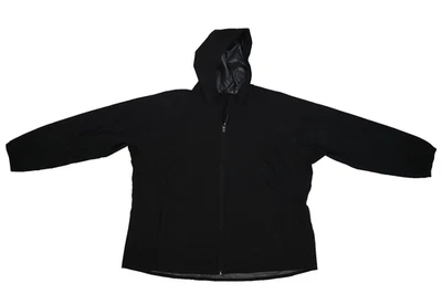 Port Authority 夹克女式 4XL 黑色连帽防水雨衣涤纶拉链 — 第 1/4 张图片