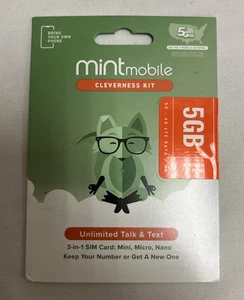 Carte SIM mobile prépayée 3 mois comme neuve avec service de données, d'appels, de textos et de téléphonie de 5 Go ! - Photo 1 sur 2