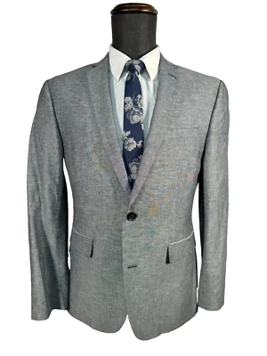 Abrigo Blazer Chaqueta Abrigo Deportivo BAR III Para Hombres Gris X-SLIM FIT Algodón Lino TALLA 40R Foto 1 de 4