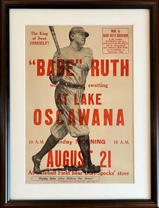 1926 Babe Ruth Broadside Poster, Unique, Incredibly Rare and Original. Framed - Picture 1 of 3