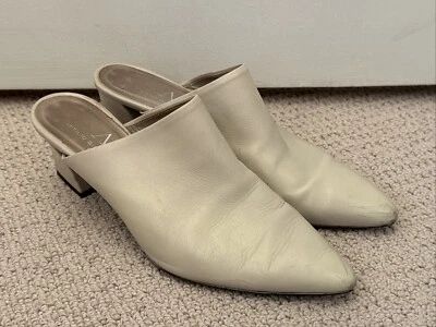 CHEAP! AGL 38.5 (Sz 8) Attilio Giusti Lembruni Cream Italian Leather Heeled Mule - Image 1 of 4