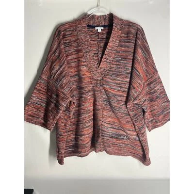 J. Jill Colorful Cotton Knit 3/4 Sleeve Boxy Fit Sweater Kimono Top Size XL  - Image 1 of 4