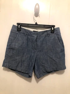 NEW Lands End Womens SZ 4 Not Too Low Rise Chambray Look Cotton Shorts - Picture 1 of 2