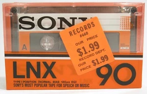Sony Vintage LNX 90 Minutes Type I Position Cassette Tape New Sealed - Picture 1 of 3