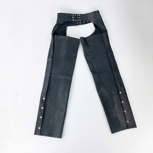 Milwaukee Real Leather Black Motorcycle Biker Riding Chaps Pants Mens S - Picture 1 of 4