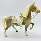 Breyer Western Gray Prancing Horse Figurine with Plastic Saddle and Metal Reins