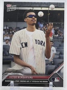 💥VICTOR WEMBANYAMA 1ST PITCH NY💥2023 TOPPS NOW 472💥NEW YORK YANKEES💥SPURS🔥 - Picture 1 of 5
