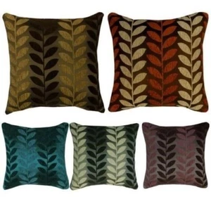 Thick Chenille Leaf Design Filled Cushions or Cushion Covers 17x17" / 43x43cm - Picture 1 of 3