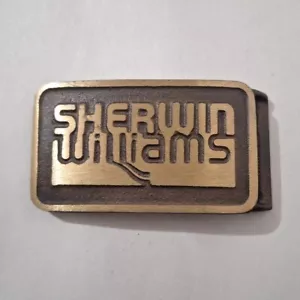 Bronze Sherwin Williams Painting Painter Paint Store 70s Vtg Belt Buckle - Picture 1 of 3