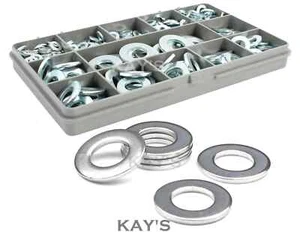 395 ASSORTED FORM A FLAT WASHERS ZINC PLATED M4 M5 M6 M8 M10 M12 WASHER KIT BZP  - Picture 1 of 6