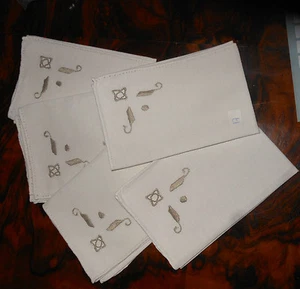 5 tovaglioli cotone bianco ricamo grigio cm. 34x32 B6 (17) napkins ° - Bild 1 von 1