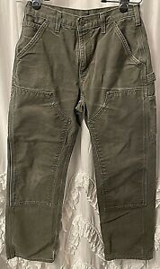 Vintage Carhartt Double-Knee Dungaree Carpenter Pants Distressed fits 29x29 MOSS