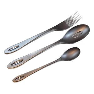 Studio William SATIN MIRROR INSET Unknown Pattern Stainless SERVING Spoon Fork - Picture 1 of 4