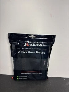 JLebow 2 Pack Knee Braces Compression Sleeves Black L NEW - Picture 1 of 3