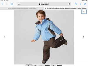 Tchibo Boys Snow Suit Ski Jacket Salopettes Pants Blue 6-12 Months 74-80cm) NEW - Picture 1 of 10