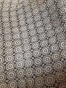 Hand Made Crochet Cotton Off White Table Cover Linen Bed Spread * - Picture 1 of 8