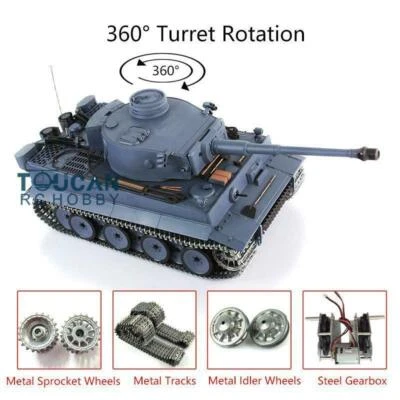 7.0 Henglong 1/16 Upgraded Metal German Tiger I RTR RC Tank 3818 W/ 360° Turret - Image 1 of 4