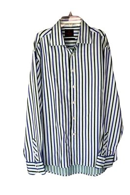 Men's Vintage Marc Ecko Teal  Dress Shirt Stripes L - Image 1 of 4