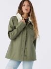Hang Ten Women's Utility Fleece Lined Jacket Plush Collar Olive Green M L XL XXL