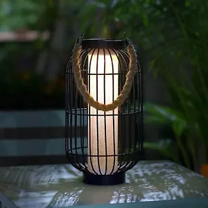 Large Solar Powered Lantern Outdoor Heavy Duty Metal Hanging Lights - Picture 1 of 7