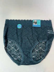 Extra Soft Vanity Fair Flattering Lace Brief 9/2XL All Lace Dark Green Panty NWT - Picture 1 of 8