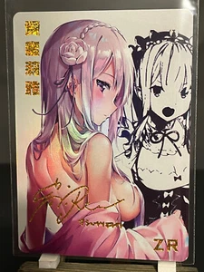 Goddess Story CCG Holo Foil Waifu Anime ZR Signature Cards - Emelia Re Zero - Picture 1 of 2