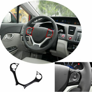 Carbon Fiber Steering Wheel Button Cover Trim For Honda Civic 9th Gen 2012-2015