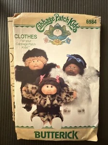 Butterick Cabbage Patch Kids Doll Clothes Pattern Fake Fur Coat Hat 6984 Uncut - Picture 1 of 2