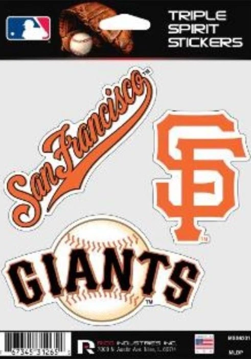 Paquete de 3 calcomanías troqueladas de los Gigantes de San Francisco para ventana de automóvil, computadora portátil, vaso MLB, Rico Foto 1 de 1