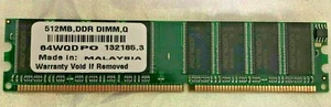 AENEON 512MB, DDR, DIMM, Q, 64WQDPO 132185.3, Made in Malaysia (B598) - Picture 1 of 3
