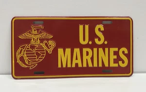 Marines de EE. UU. Militar Rojo y Amarillo Metal Placa - Imagen 1 de 4