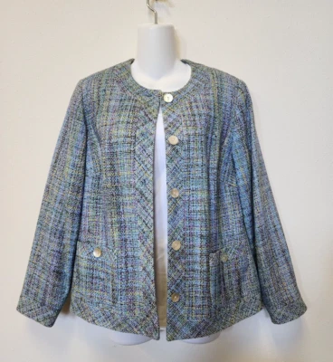 The TOG Shop Women 6 Tweed Multicolor Knit Pockets Mock Collar Office NWOT - Image 1 of 4