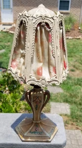 15" Antique c.1930 CAST METAL Art Deco BEDROOM LAMP BOUDOIR Accent Side Table - Picture 1 of 12