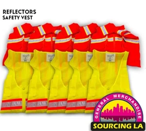 Bulk of 10 Safety Vest Hi-Visibility Full Zipper Orange reflectors - Picture 1 of 4