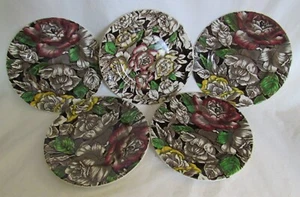 5 MYOTT STAFFORDSHIRE BERMUDA MULTI COLORED 6 3/8" BREAD PLATES - Picture 1 of 2