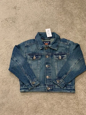 PLACE Denim Jacket Girls Sz XS (4-5) Blue Silver Snap Buttons Classic Cool - Image 1 of 4