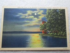 Miller Bell Tower In Moonlight, Chautauqua Institution, Chautauqua, NY Postcard - Picture 1 of 2