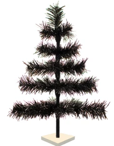 18'' Black Christmas Tree Tinsel Feather Style Holiday Tree 1.5FT Table-Top - Picture 1 of 6