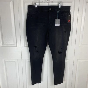LuLaroe 40 Jeans Black Skinny Fit distressed High Waisted Cotton Denim Stretch - Picture 1 of 6