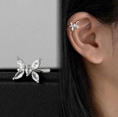 Schmetterling Ohrmanschette | Silber Earcuff mit Zirkonia | Elegant - Bild 1 von 4