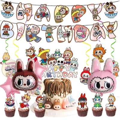 Tableware Banner Foil Helium Balloon Party Decoration Labubu Birthday Supplies - image 1 of 4