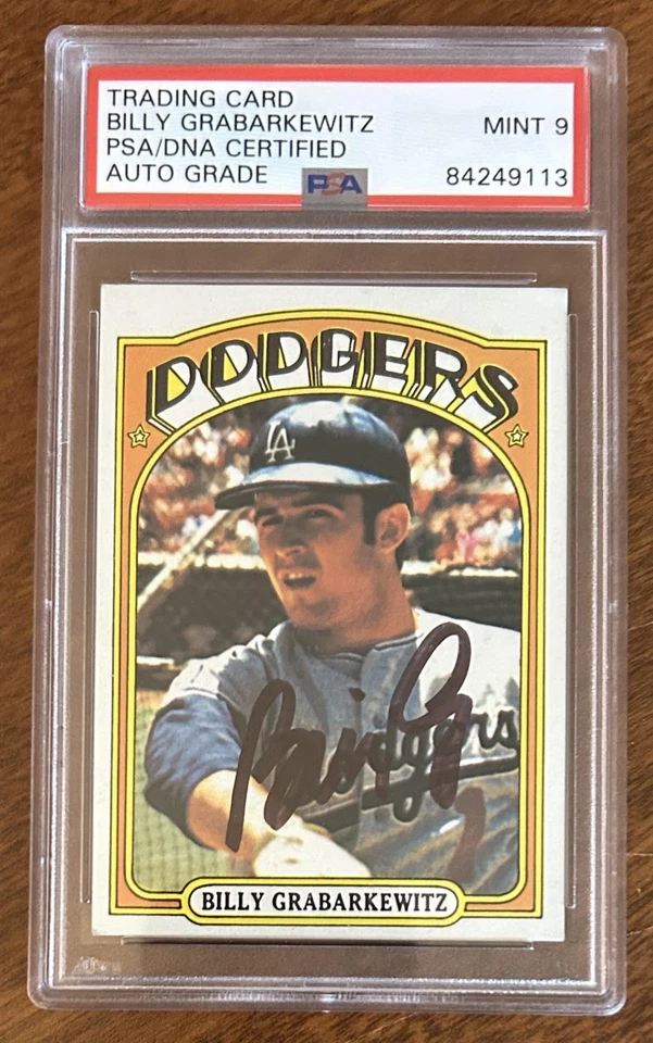 Billy Grabarkewitz 1972 Topps #578 autógrafo firmado Dodgers PSA/DNA automático 9 Foto 1 de 3
