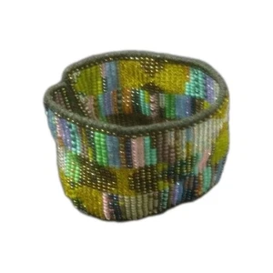 SEED BEAD Custom OOAK Artisan Handmade Woven Geometric Magnetic Clasp BRACELET - Picture 1 of 11